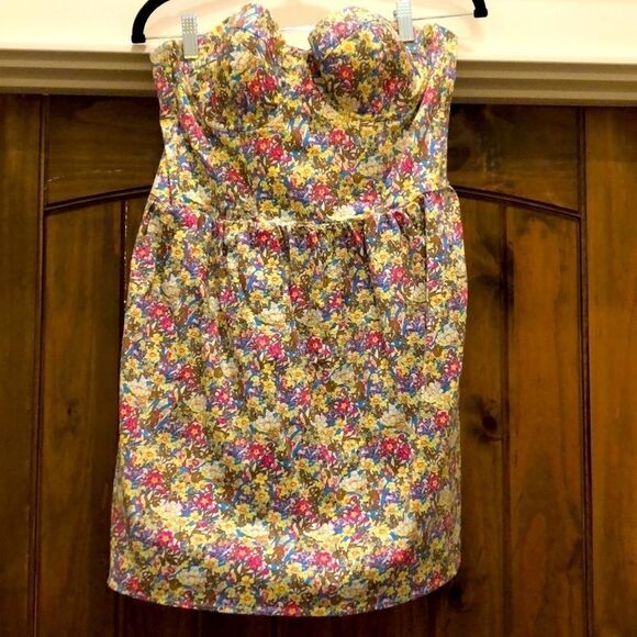 COPY - PINK dress floral sweetheart removable str… - Picture 1 of 3
